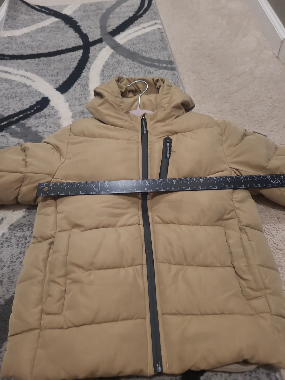 London Fog Kids L7 Hooded Puffer Jacket Tan Winter Coat